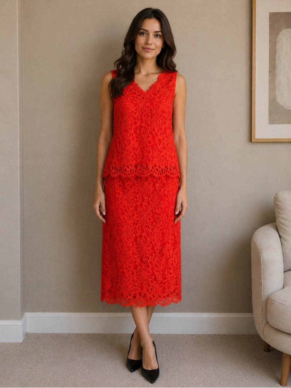 Lace 2 piece dress.